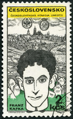 CZECHOSLOVAKIA - 1969: shows portrait of Franz Kafka (1883-1924), series Cultural personalities of...