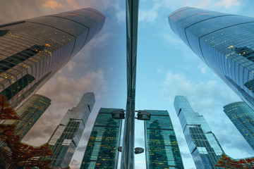 Moscow city buildings made of glass and metal