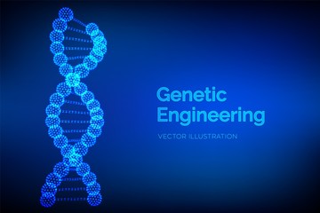 DNA sequence. Wireframe DNA molecules structure mesh. DNA code editable template. Science and Technology concept. Vector illustration.