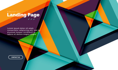 Square shape geometric abstract background, landing page web design template