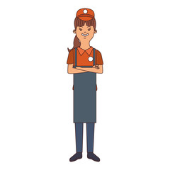 Woman waiter cartoon vector illustration graphic design