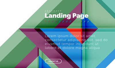 Square shape geometric abstract background, landing page web design template