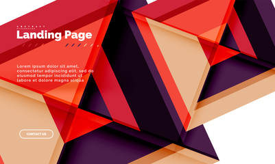 Square shape geometric abstract background, landing page web design template