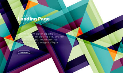 Square shape geometric abstract background, landing page web design template