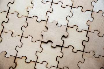 Close up wood jigsaw