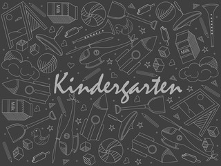 Kindergarten piece of chalk line art design vector. Separate objects. Hand drawn doodle design elements.