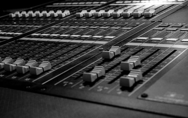 Stereo & Mono Digital Faders on Pro Audio Mixing Console