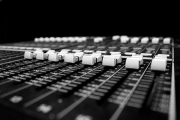 Wide Angle Monochrome Digital Audio Mixing Console