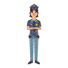 Woman police officer vector illustration graphic design