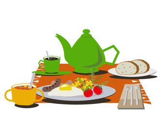 卵料理。朝食。目玉焼きのクリップアート。