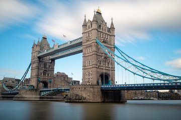 Fototapeta na wymiar Long Exposure of London Tower Bridge and Clouds