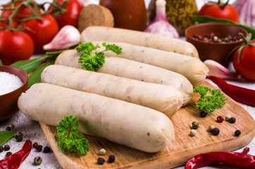 Raw white sausages