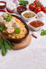 Slices of natural sausages with cheese