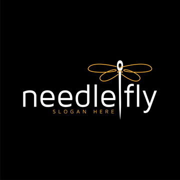 needle with dragonfly logotype vector template