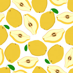 Vector seamless pattern of yellow quince