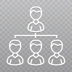 Thin line Subordination business People icon. Communication icon on transparent background.
