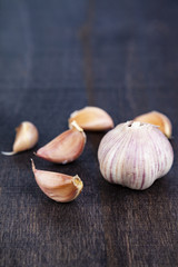 Garlic in a dark background.