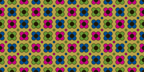 Retro flower background. Seamless pattern. Vector. レトロお花パターン