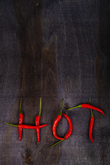 Red chilli pepper is a dark background