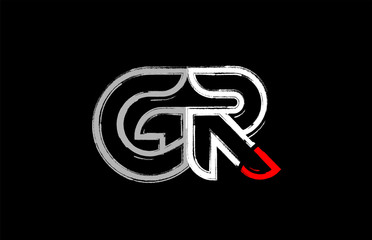 grunge white red black alphabet letter gr g r logo design - obrazy, fototapety, plakaty