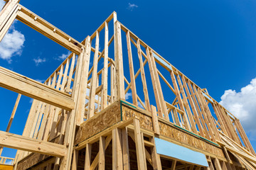 Obraz premium Single Family Home Construction - Building a New Wood Framed House