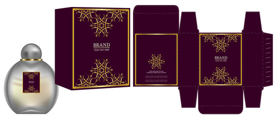 Packaging design, Label on cosmetic container with luxury box template and mockup box. vector illustration.