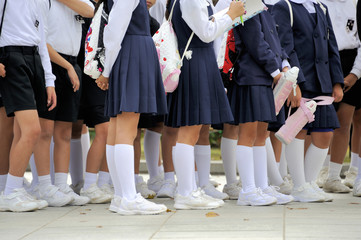 Japanese schoolgirls, no faces