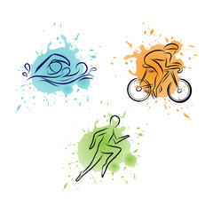 Triathlon hand drawn icon for designing sport event or marathon or competition or triathlon team or club materials, check list, invitation, poster, banner, logo, printing or website