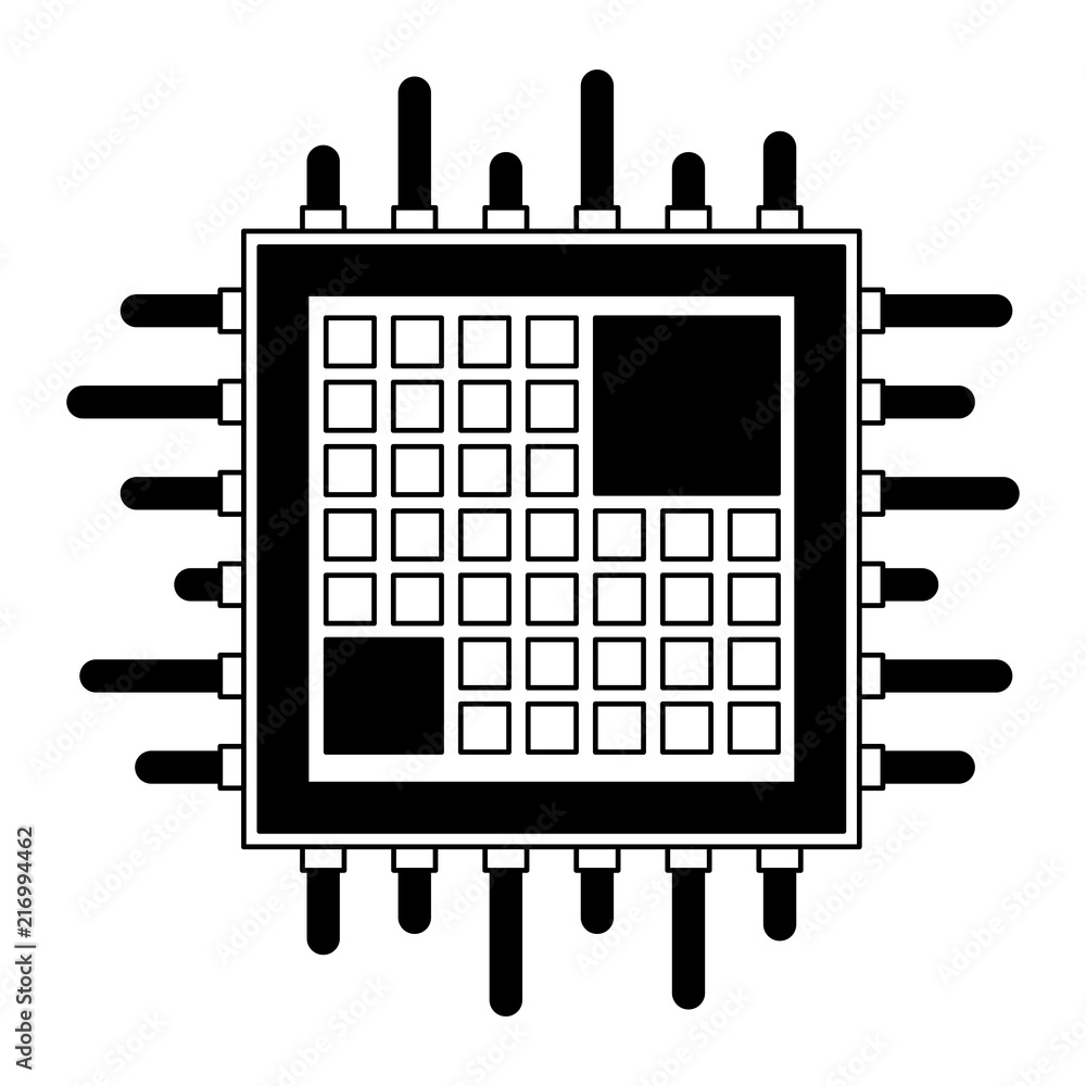 Poster microchip processor technology vector illustration graphic design