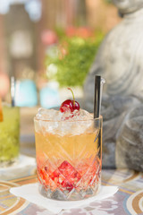 Colorful cocktail on top of the bar, summer coctails