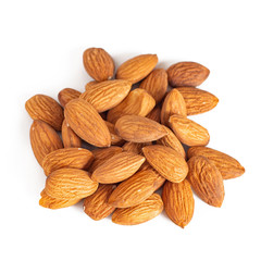 group of almonds isolated on white