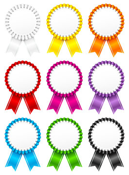 9 Award Badges Ribbon Small Stripes