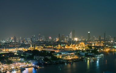Fototapeta na wymiar Unseen thailand nigth panorama view The Grand palace in bangkok ,Thailand