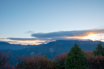 Sunset over Alishan Range, Alisan National Park, Taiwan