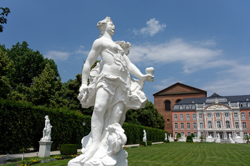 The palace garden with sculptures from 19 century in Trier, Germany.