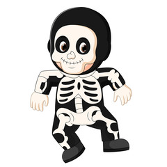 Happy kid wearing skeleton costume