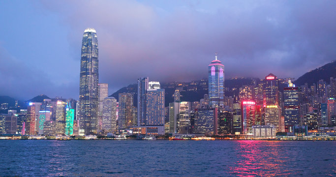  Hong Kong city skyline at night
