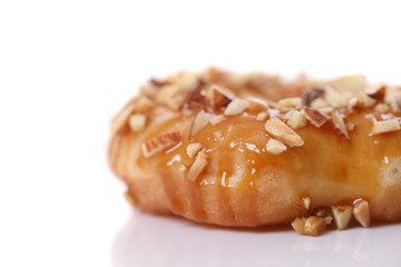 Donut with nut isolated on white background