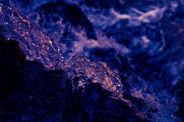 Water splashes collection isolated on black background
