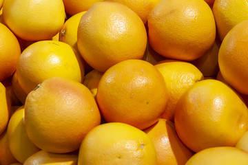 Fresh Mandarins spread out evenly in the shop window.