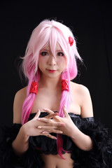 Portrait of Japan anime cosplay girl isolated in black background