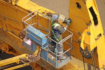 Paint stripper in Falmouth Docks