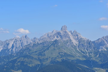 View on Dachstein Mountain, Bischofsmuetze in the background, Salzkammergut, AustriaAustria