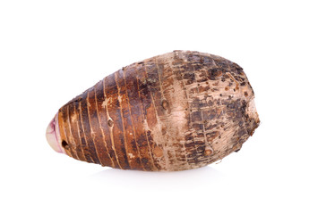 whole fresh taro on white background