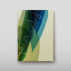 Cover with an abstract pattern of chaotically arranged lines on a colored background in retro style