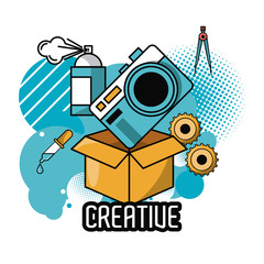 Creative ideas and colors with graphic design elements cartoons vector illustration graphic design