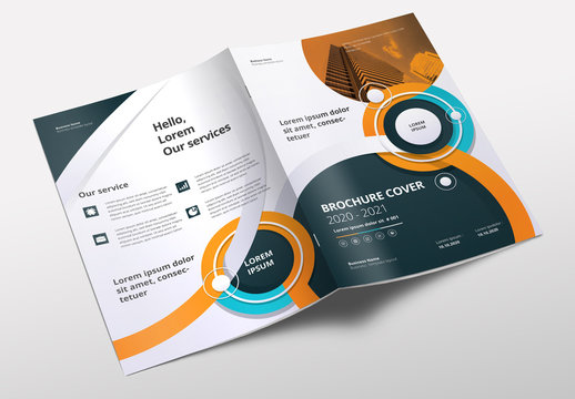 Brochure Layout with Teal, Orange and Blue Accents