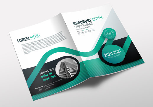 Brochure Layout with Green and Gray Accents