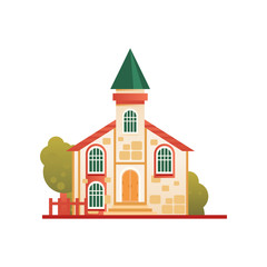Christian church cuilding, front view vector Illustration on a white background