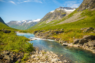 Beautiful mountain river near Trollstigen in Norway, Scandinavia